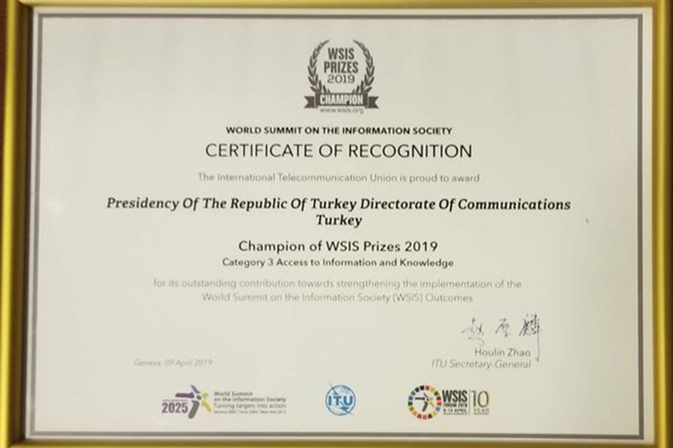 Cumhurbaşkanlığı İletişim Başkanlığı CİMER ile "En İyi Proje" ödülü aldı